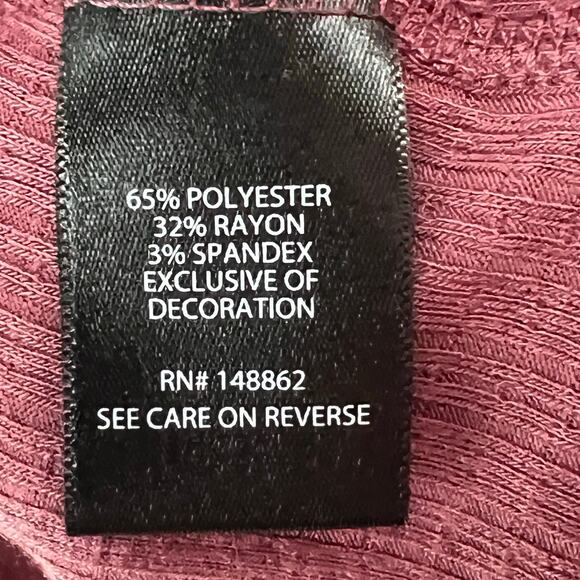 Torrid Babydoll Top Womens 1XL Dusty Rose Textured Jersey Lace Up V Neck Boho - Picture 11 of 14